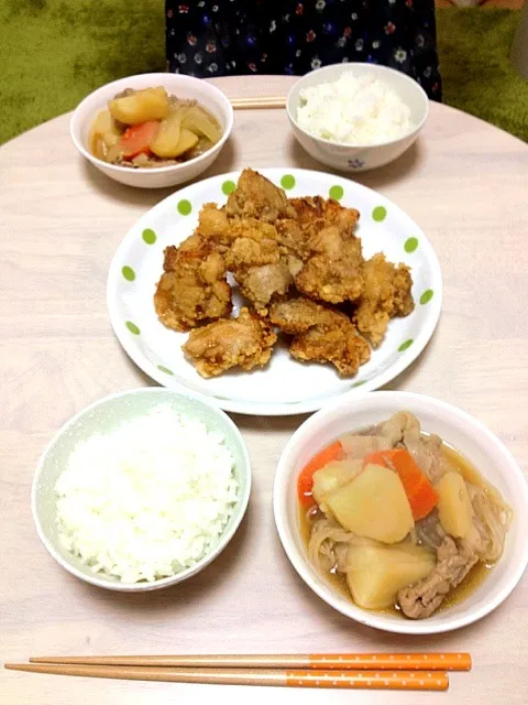 友達の家で唐揚げと肉じゃが|ゆっきーさん