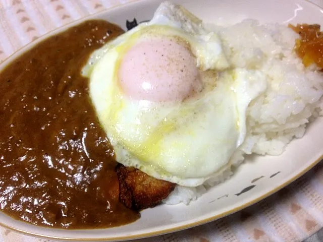 カレー 玉子焼きと一口カツ|yasbongさん