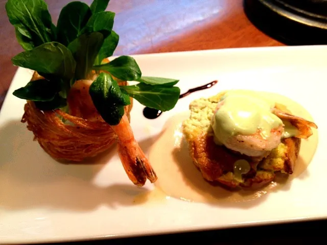 avocado soufle king prawn and potato crisp|lauren shannonさん