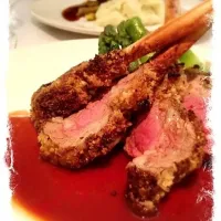 Snapdishの料理写真:Roast rack of macadamia nut crusted lamb|Julinaさん