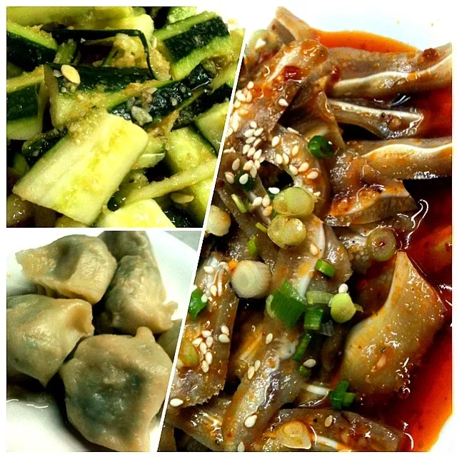 cucumber salad, pigs ears & boiled dumplings. heavenly fare.|Belinda Au Yongさん