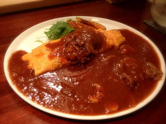 ふわふわオムレツ広島牛のトマトソースがけ@和屋-鉄板居酒屋|kadomotoさん