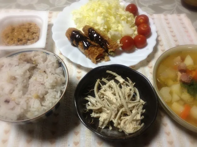 Snapdishの料理写真:豚肉の野菜巻と野菜スープ|yasbongさん