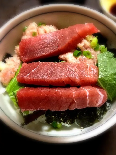 自宅で鮪ネギトロ丼|すえたけさん