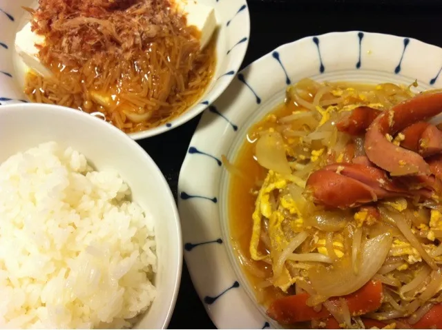 土鍋飯と冷奴ともやし|らくださん