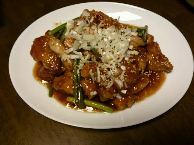 鶏肉とニンニクの芽の甘酢あんかけ|ゆずさん