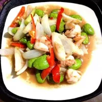 Snapdishの料理写真:ผัดสะตอกะปิกุ้ง|nazzさん