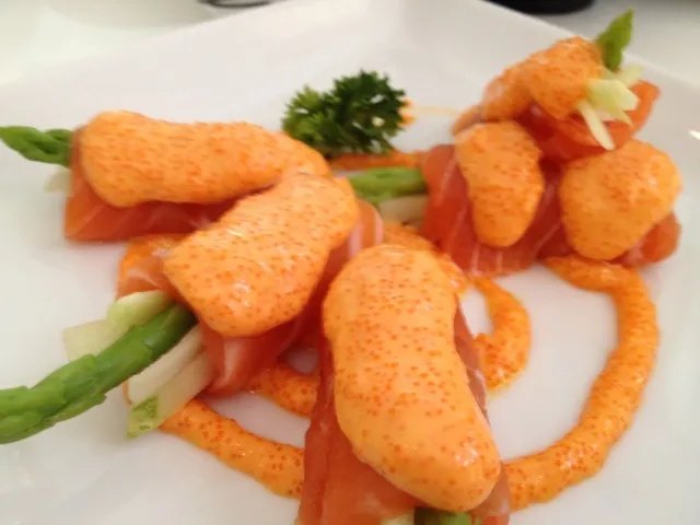 salmon with aspara|zugar freeさん