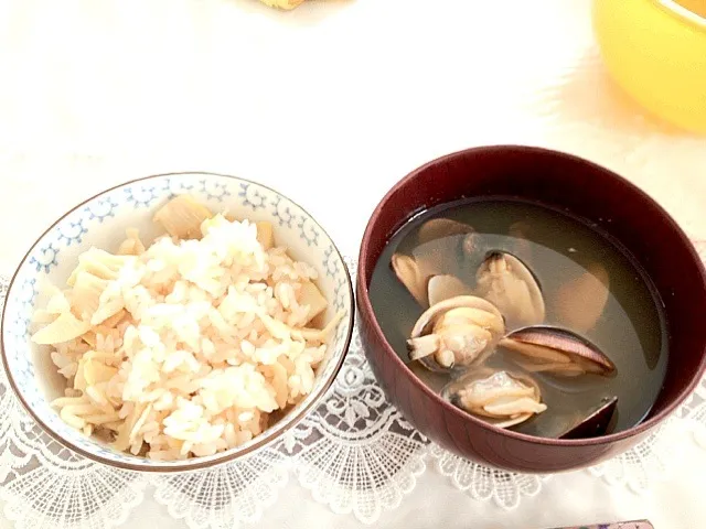 たけのこごはんとあさりの味噌汁|黒蜜きなこさん