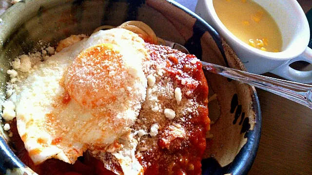 ミートスパゲッティ ハンバーグ目玉焼きのせ|もっちさん