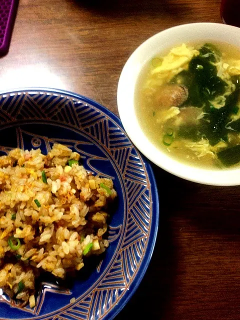 筍焼き飯  浅利とワカメの卵のスープ|かっぴーさん