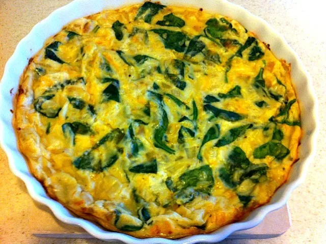 Crustless Spinach and Onion Quiche|debbie hallockさん