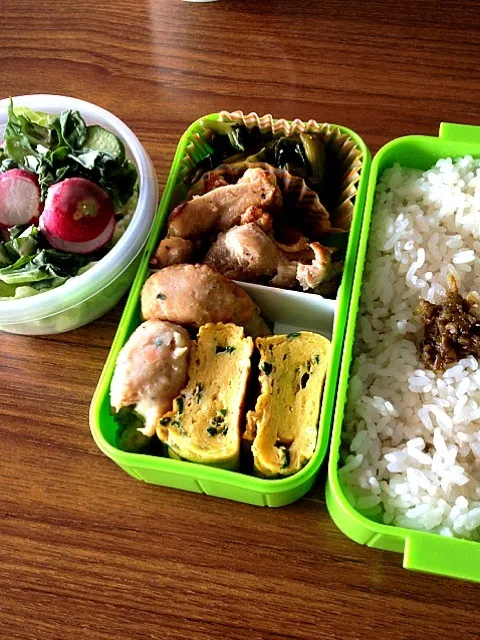 昼のお弁当、塩麹につけた鶏肉、山菜など|Gyoさん