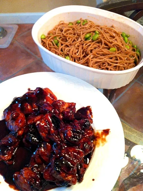 bourbon chicken with soba noodles and edamame|lee ann erlbaumさん