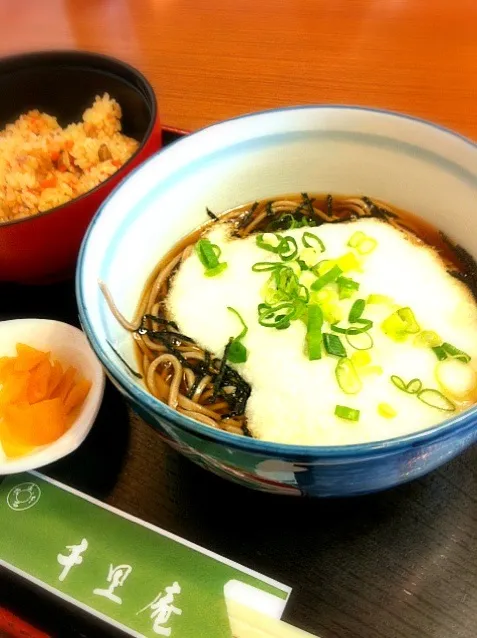 昼定食  山かけ蕎麦とかやくご飯|れりさん