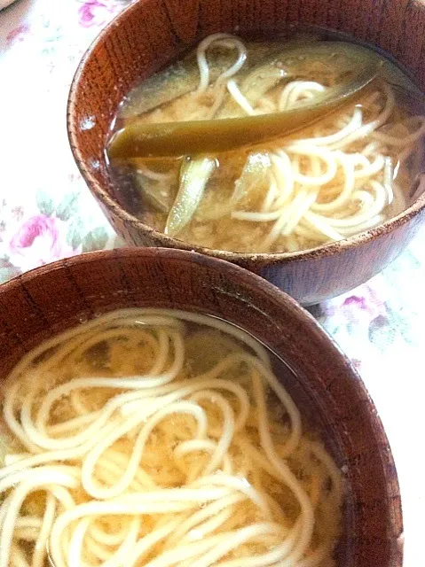 博多の長なすと素麺のお味噌汁♬|由寿妃さん