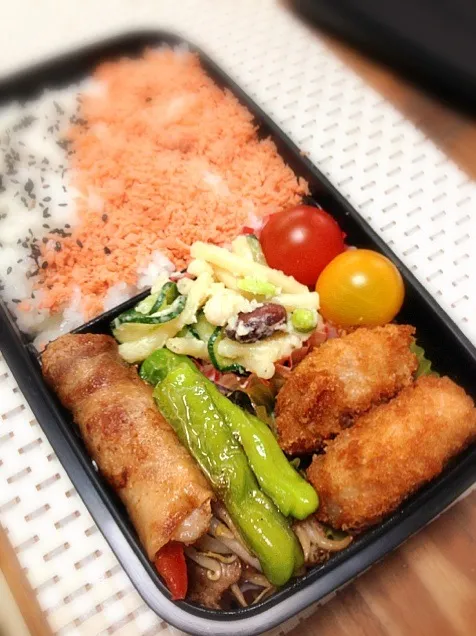 今日のお弁当 野菜肉巻マカロニポテトサラダ他|ひろ☆alohaさん