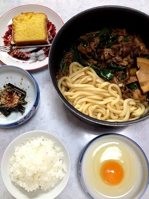 すき焼きうどん定食♪|かまさん