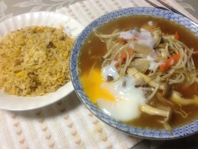 超手抜き晩ご飯 もやしラーメン 温泉玉子のせ|yasbongさん