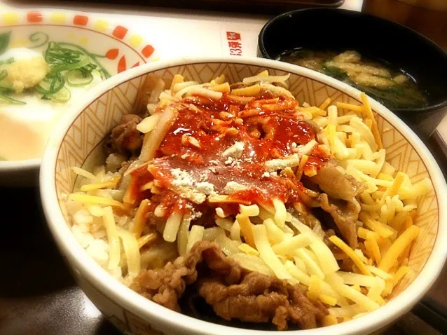 三種のチーズ牛丼、健康セット|なりぶらぶさん