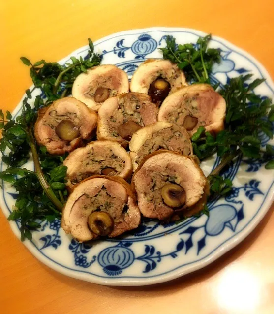 Mother's Day dinner! rolled chicken w/ chestnut filling|naopさん