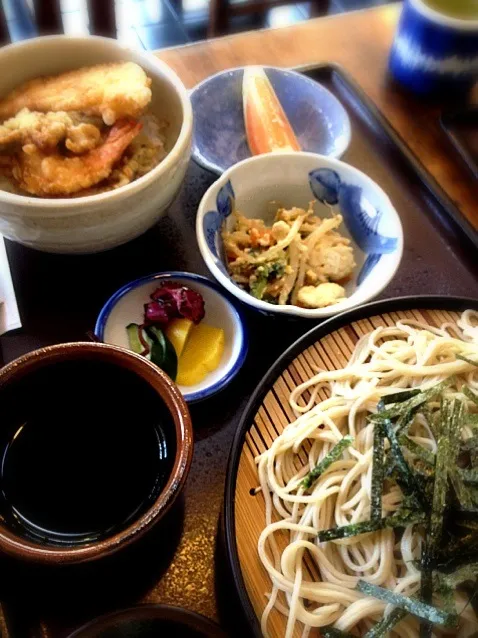 小エビと竹の子の天丼とざるそば|すえたけさん