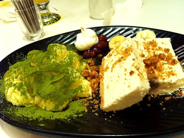 Snapdishの料理写真:Greentea Tiramisu & Banana ice-cream cake|PeonyYanさん