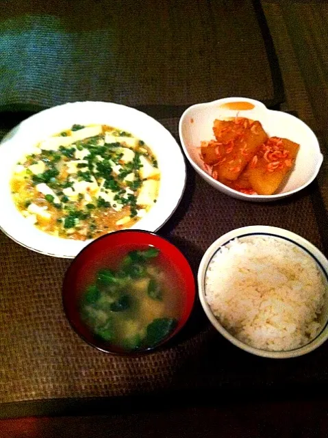 Snapdishの料理写真:麻婆豆腐と桜海老と大根の煮物|カーヤさん