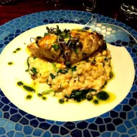 grilled seabass on a bed of corn risotto|Marge Shumerさん