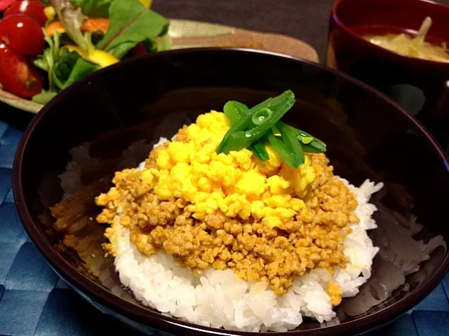 人参入りそぼろ丼|ちび隊長さん