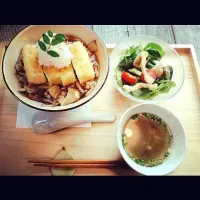 豆茶 ♡ 豆腐とんかつのきのこあんかけ丼