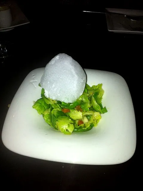 brussel sprout salad with lemon foam|kristian wallさん