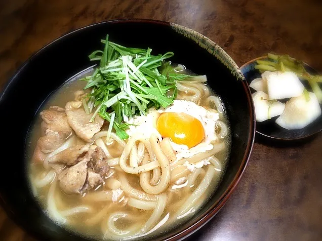 鳥と水菜のうどん|カナうささん