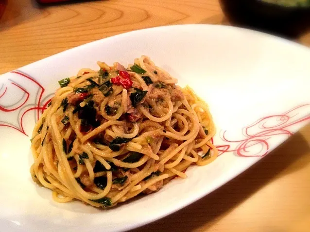 ニラとツナの醤油スパゲッティーニ|萩原 一樹さん