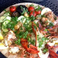 grilled lobster, shrimp and veggies with shallot butter and herbs|jennifer cardellaさん