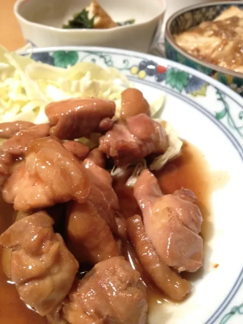 鶏肉の照焼き、肉豆腐、小松菜と厚揚げの炊いたん|Shinsuke Nakanishiさん