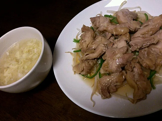 鶏肉のレンジ照り焼き           豆腐と卵のふわとろ中華スープ|ゆずさん