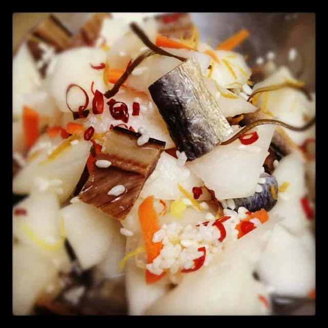 Dried herring and Daikon radish Koji zuke (Japanese Koji Rice Pickles)|SF Calicoさん