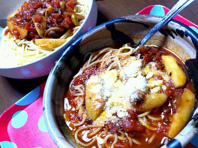 Snapdishの料理写真:ポテトミートスパゲッティ|もっちさん