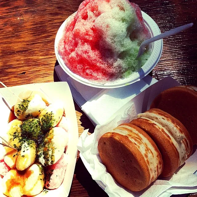 imagawayaki, fried mochi, and snow cone|Dorさん