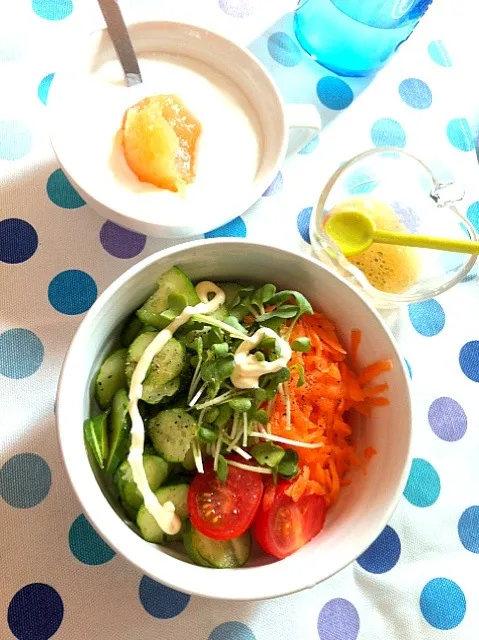 A morning salad and homemade yogurt|marishさん