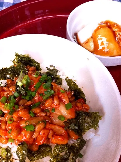 ✤納豆キムチ丼✤ヨーグルト✤|🌀さん