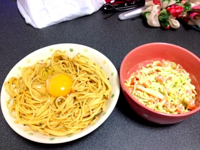 釜あげパスタとコールスロー|ゆきにやん。さん