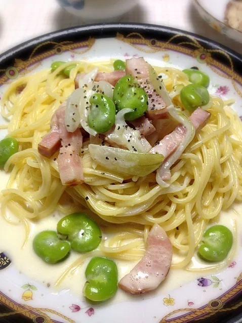 そら豆とベーコンのクリームパスタ|♡よっしー♡さん