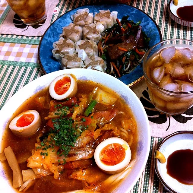 ラーメンとニラレバ炒めとシュウマイ|華ちゃんさん