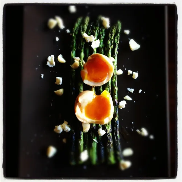 Grilled Asparagus, Soy Infused Soft Boiled Jidori-Egg, etc....|SF Calicoさん