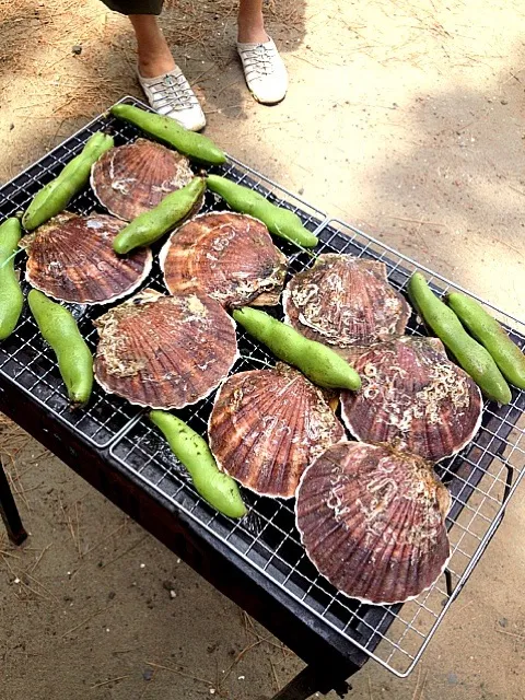 Snapdishの料理写真:ホタテとそらまめの網焼き|Ｏ嬢さん