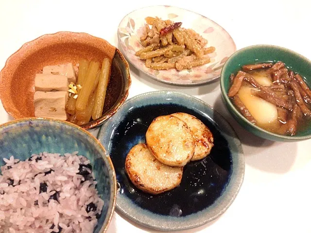 田舎ご飯（ふき、芋茎、長芋、高野豆腐、黒大豆）|むつみさん