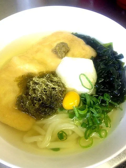 Snapdishの料理写真:大きなお揚げと昆布のうどん|かっぴーさん