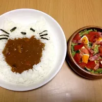 ネコちゃんカレーとサラダ|SHIORIさん